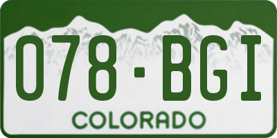 CO license plate 078BGI
