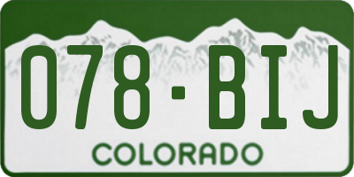CO license plate 078BIJ