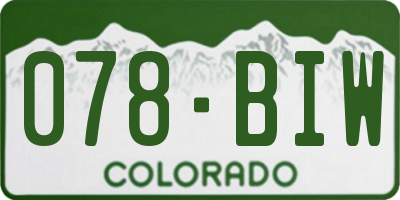 CO license plate 078BIW
