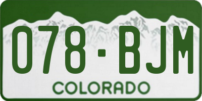 CO license plate 078BJM