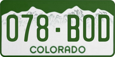 CO license plate 078BOD
