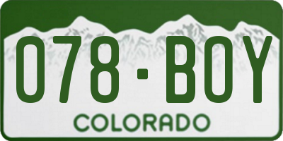CO license plate 078BOY