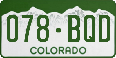 CO license plate 078BQD