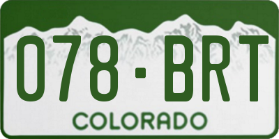 CO license plate 078BRT