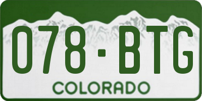CO license plate 078BTG