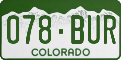 CO license plate 078BUR