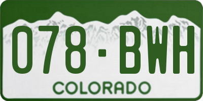 CO license plate 078BWH