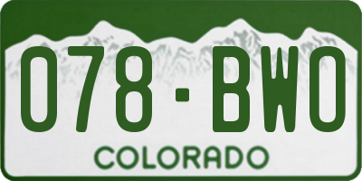 CO license plate 078BWO