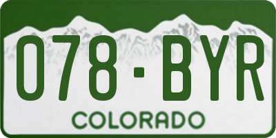 CO license plate 078BYR
