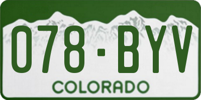 CO license plate 078BYV