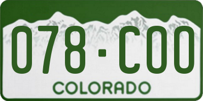 CO license plate 078COO