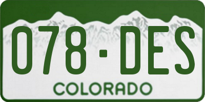 CO license plate 078DES