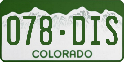 CO license plate 078DIS