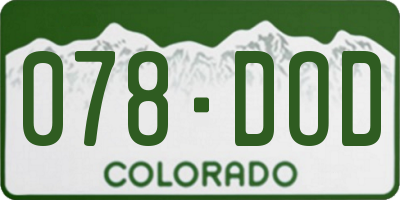 CO license plate 078DOD