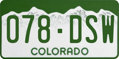 CO license plate 078DSW