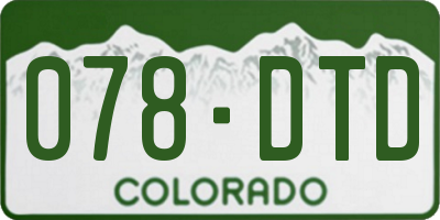 CO license plate 078DTD