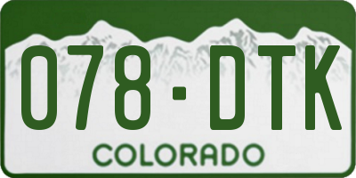 CO license plate 078DTK