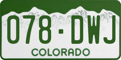 CO license plate 078DWJ