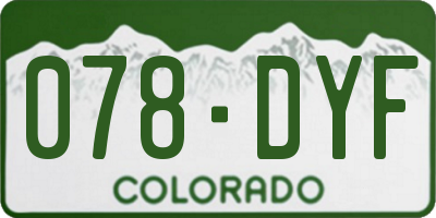 CO license plate 078DYF