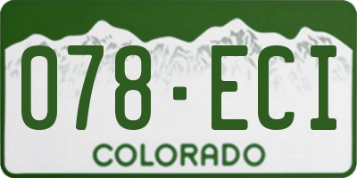 CO license plate 078ECI