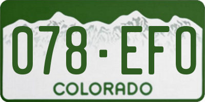 CO license plate 078EFO
