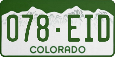CO license plate 078EID