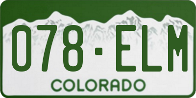 CO license plate 078ELM
