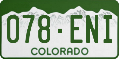 CO license plate 078ENI