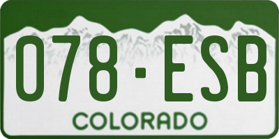 CO license plate 078ESB