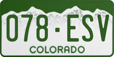 CO license plate 078ESV