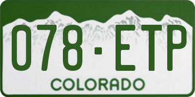 CO license plate 078ETP