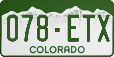 CO license plate 078ETX