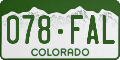 CO license plate 078FAL