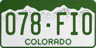CO license plate 078FIO