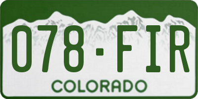 CO license plate 078FIR