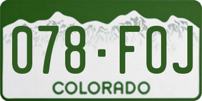 CO license plate 078FOJ