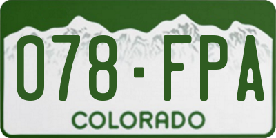 CO license plate 078FPA