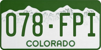 CO license plate 078FPI