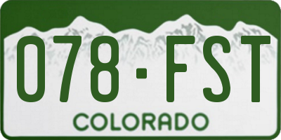 CO license plate 078FST