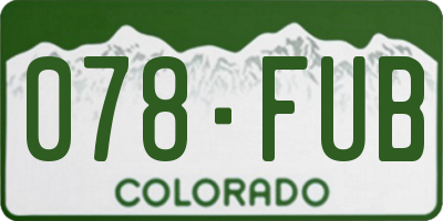 CO license plate 078FUB