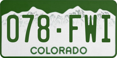 CO license plate 078FWI