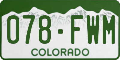 CO license plate 078FWM