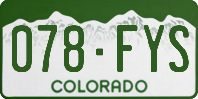 CO license plate 078FYS