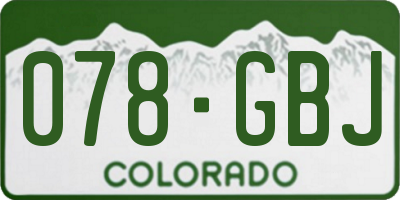 CO license plate 078GBJ