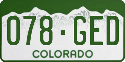 CO license plate 078GED