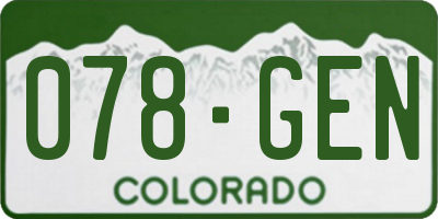 CO license plate 078GEN