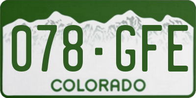 CO license plate 078GFE
