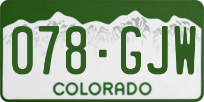 CO license plate 078GJW