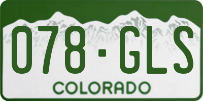 CO license plate 078GLS