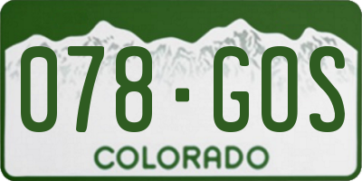 CO license plate 078GOS